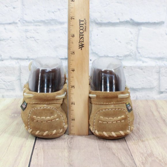 LL BEAN Brown Wicked Good Original Camp Mocs Slippers Deerskin Lined 7 - Picture 8 of 9